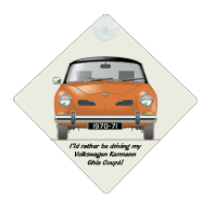 VW Karmann Ghia Coupe 1970-71 Car Window Hanging Sign